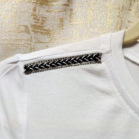 FRIDA Sublimated w/Rhinestone L, Bling Tee, Exclusive. Handmade. WHITE - Picture 6 of 7